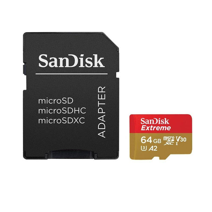 SanDisk memory Card 64GB microSDXC Extreme UHS-I U3 160 / 60 MB/s Mobile + adapter