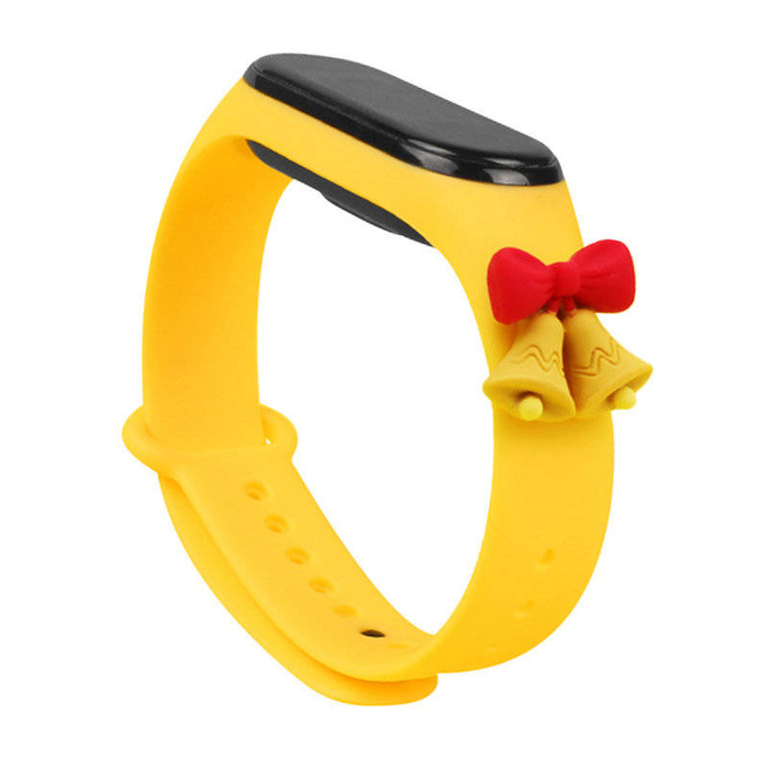 Strap Xmas band pour Xiaomi Mi Band 4 / Mi Band 3 festive silikonouveau bracelet bracelet jaune (sonneries)