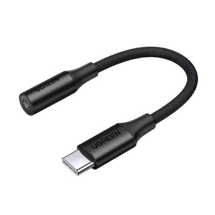 Ugreen sluchátkový adaptér s 3,5 mm mini jack na USB typu C 10 cm černý (AV161 50631)