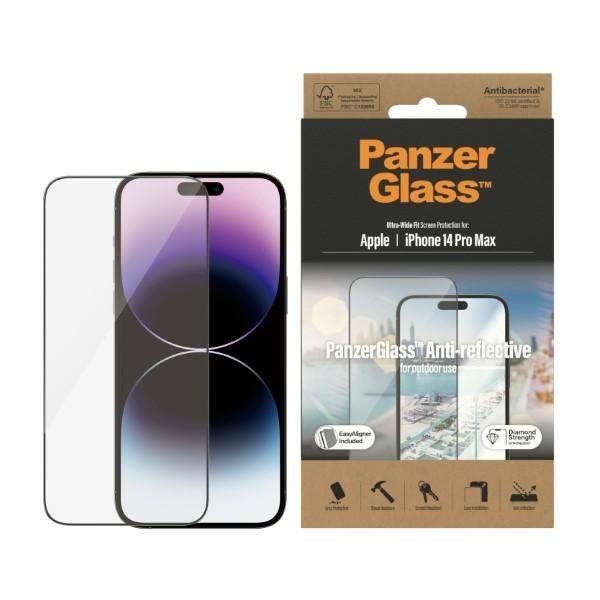 Glass PanzerGlass Ultra-Wide Fit iPhone 14 Pro Max 6.7" Screen Protection Anti-reflective Antibacterial Easy Aligner Included 2790