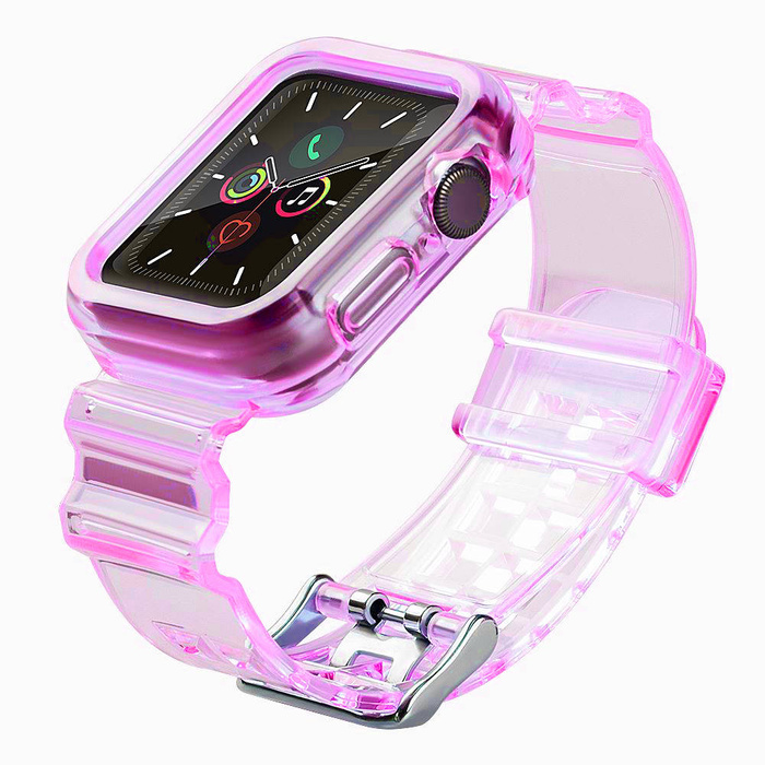 Jeu de bracelet lumineux en silicone bracelet bracelet coque pour Watch 6 44mm / Watch 5 44mm / Watch 4 44mm / Watch SE 44mm rouge