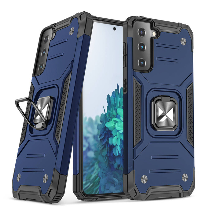 Wozinsky Ring Armor Tough Hybrid Case Cover + Soporte Magnético para Samsung Galaxy S22 + (S22 Plus) Azul