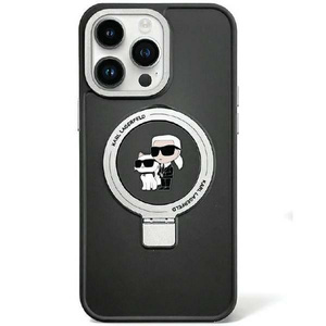 Funda Karl Lagerfeld KLHMP15SHMRSKCK iPhone 15 6,1" negro/negro durocase Ring Stand Karl&Choupettte MagSafe Case