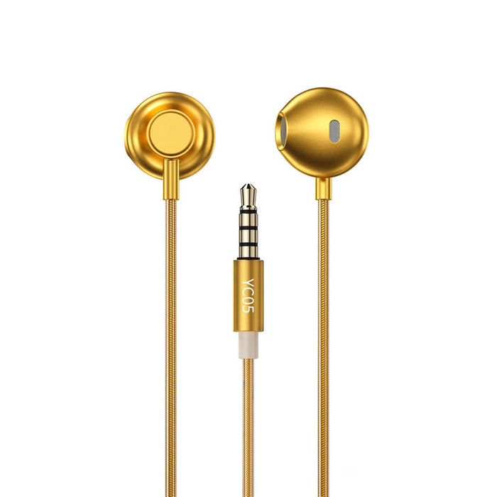 Cuffie WK Design Sakin Series cuffie con telecomando e microfono mini jack da 3,5 mm oro (YC05)