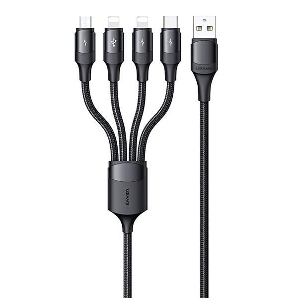 USAMS U73 4v1 1,2m 3A opletený Kabel s rychlým nabíjením (2xlightning / microUSB / USB-C) SJ516USB01 (US-SJ516)