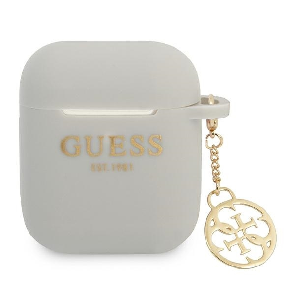 Hülle GUESS Apple AirPods Abdeckung Silikon Charme 4G Sammlung grau Case