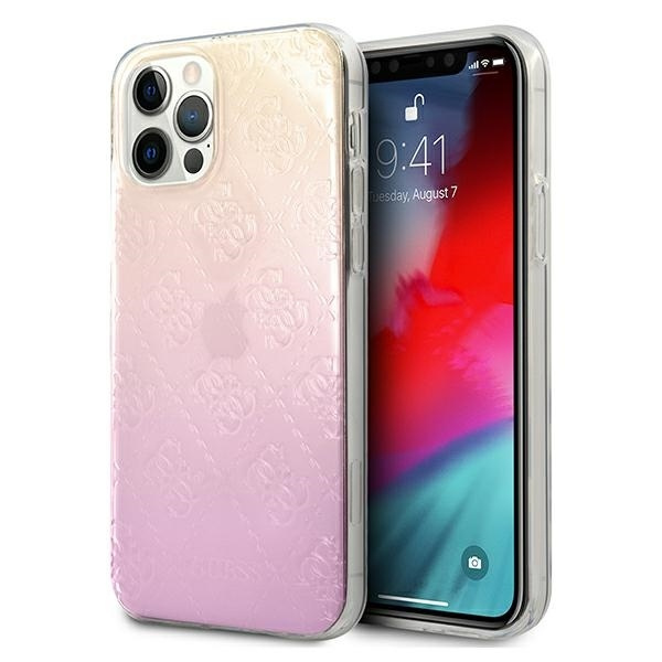 Hülle GUESS Apple iPhone 12 12 Pro 3D Raised 4G Gradient Pink Case