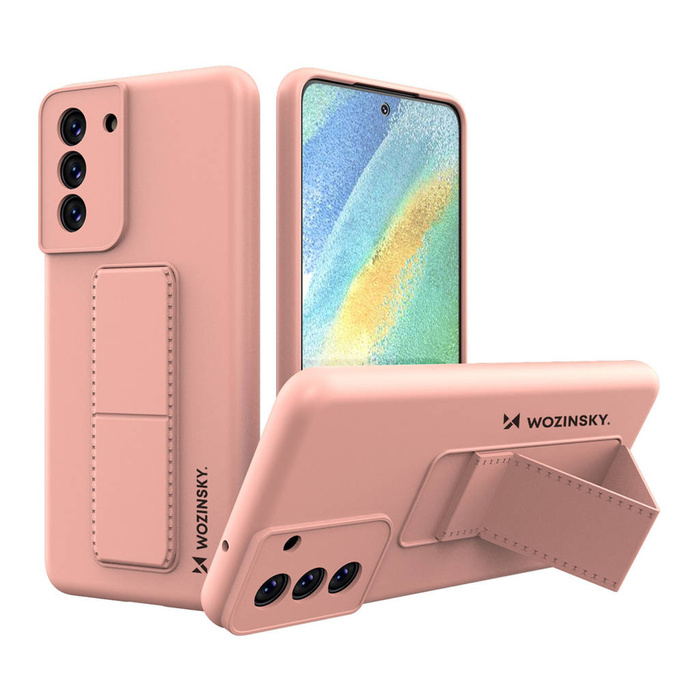 Wozinsky Kickstand Case Silikonový kryt stojanu pro Samsung Galaxy S21 FE růžový