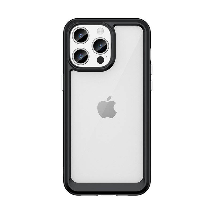 Funda reforzada con marco flexible para iPhone 15 Pro Max - Negro