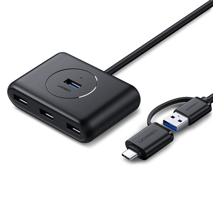 Ugreen HUB rozbočovač 4x USB 3.0 USB port Typ C kabel 1m černý (CR113 40850)