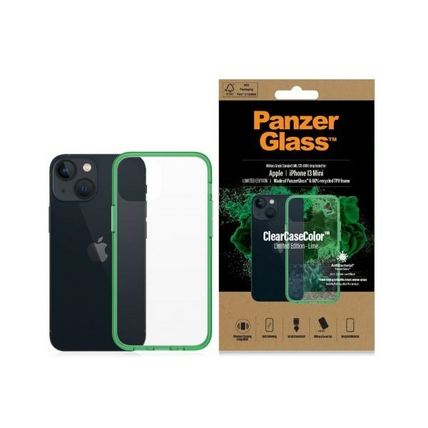 PanzerGlass ClearCase iPhone 13 Mini 5.4" Antibakteriell Militärische Qualität Lime 0329