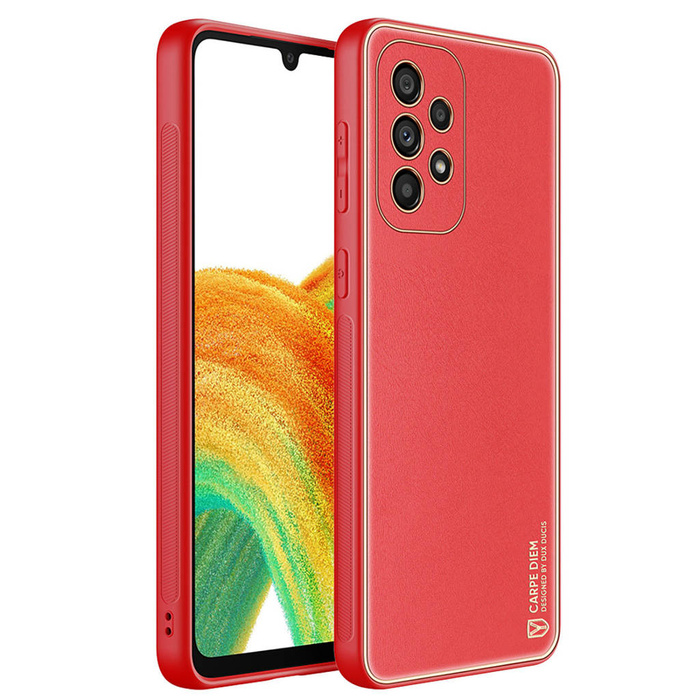 Elegant cover made of artificial leather for Samsung Galaxy A33 5G red. Dux Ducis Yolo