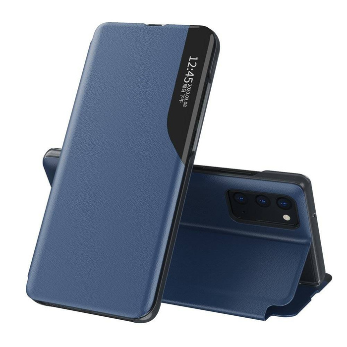 Eco Leather View Case elegant bookcase type case with kickstand for Samsung Galaxy A52s 5G / A52 5G / A52 4G blue