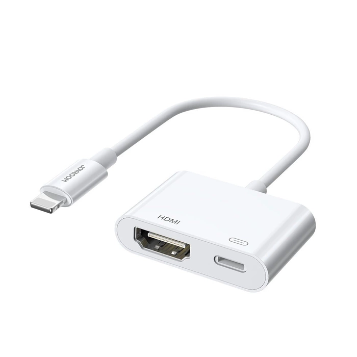 [APRÈS RETOUR] Adaptateur Joyroom de Lightning (mâle) vers HDMI numérique (femelle) + Lightning (femelle) FullHD 1080p 60Hz blanc (S-H141 blanc)