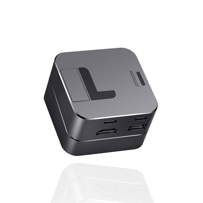 Hub multifunzione Joyroom USB tipo C - USB 3.0 / RJ45 / HDMI / USB tipo C / Thunderbolt per MacBook Pro grigio (S-H121 grigio)