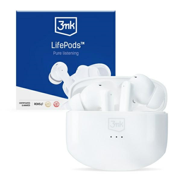 3mk LifePods headphones bluetooth wireless with active ANC white