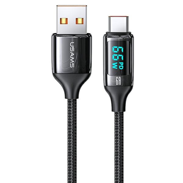 Câble de charge rapide USAMS U78 Câble -C 1,2 m LED 6A tressé noir / noir SJ544USB01 (US-SJ544)