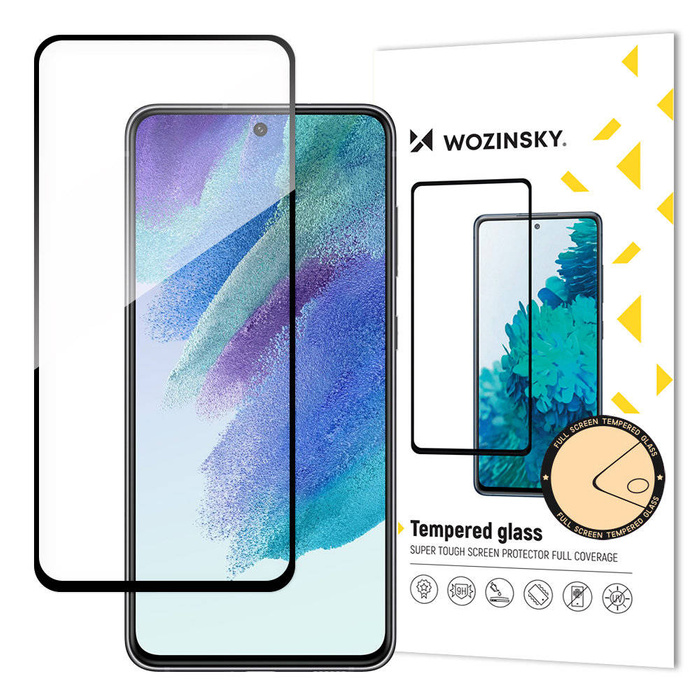 Wozinsky Tempered Glass Full Glue Super Robust Panzerglas Vollbild Hartglas mit Rahmen Case Friendly für Samsung Galaxy S21 FE schwarz