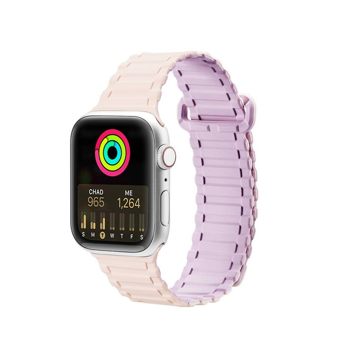 Řemínek Dux Ducis Strap (Armor Version) řemínek Apple Watch Ultra, SE, 8, 7, 6, 5, 4, 3, 2, 1 (49, 45, 44, 42 mm) silikonový magnetic náramek růžovo-fialový