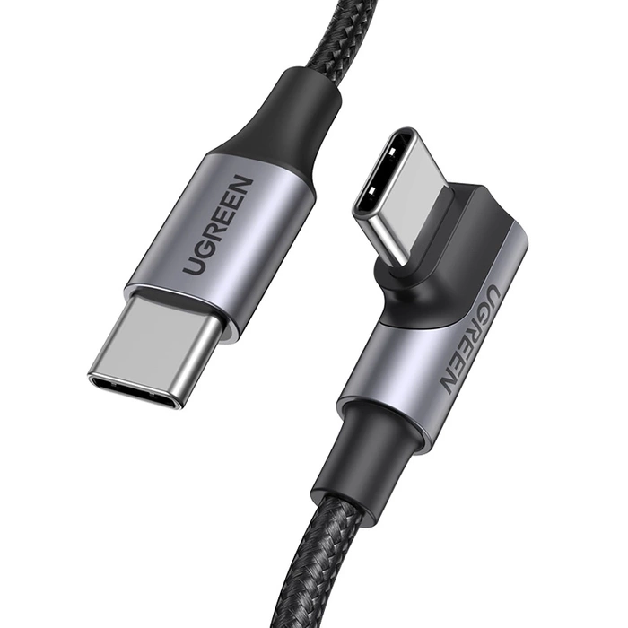 Kabel USB-C auf USB-C, gewinkelt UGREEN US334 5A, PD 100W, 2m (schwarz)