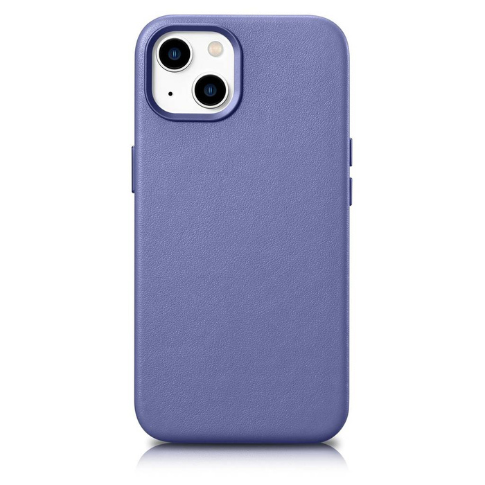 iCarer Case Leather Housse en cuir véritable pour iPhone 14 Plus violet clair (compatible MagSafe)