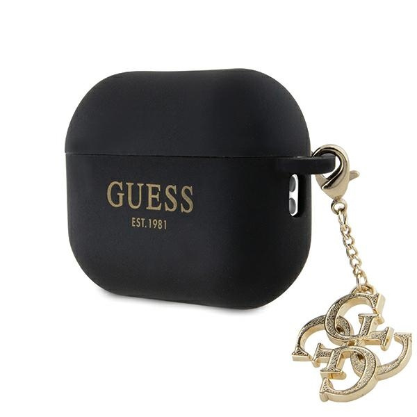 Guess GUAP2LECG4K Housse AirPods Pro 2 noir/noir Liquid Silicone Glitter Triangle Charm