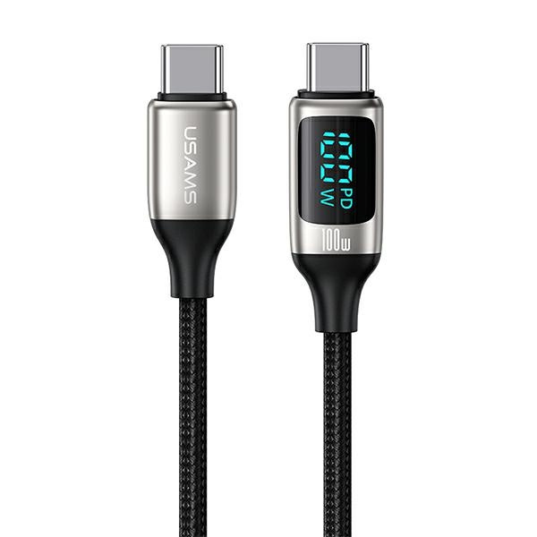 USAMS Cable USB-C to USB-C LED 1.2m 100W Fast Charging cable white / white SJ546USB02 (US-SJ546)