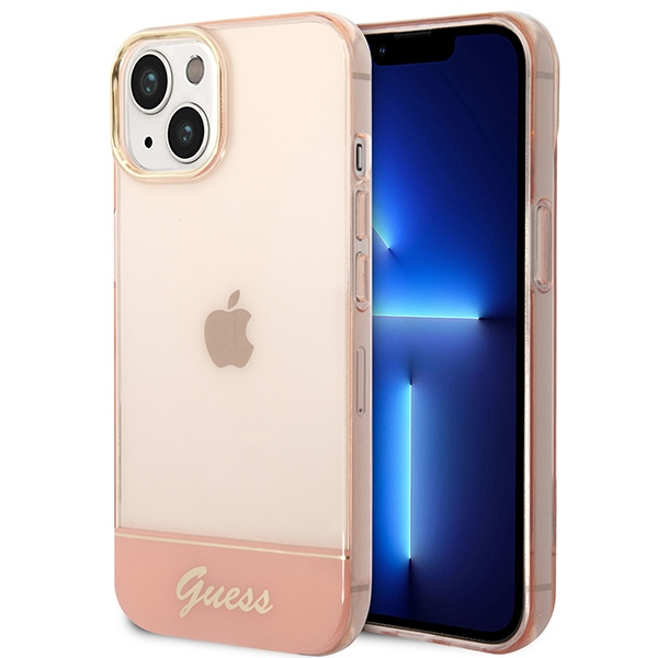 Case GUESS Apple iPhone 14 Translucent Pink Hardcase