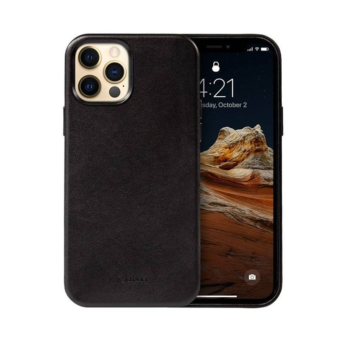 ETUI Crong Essential Cover - Case eco leather iPhone 12 Pro Max (black) CASE