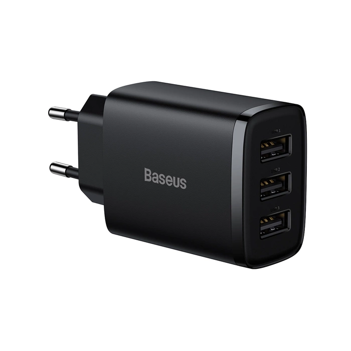 Baseus Compact nabíječka 3x USB 17W černá (CCXJ020101)