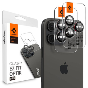 Spigen IPhone PROTECTEUR DE CAMERA OPTIK PRO L-SERIES GLAS.TR "EZ FIT" PROTECTEUR DE CAMERA 2-PACK IPHONE 14 PRO / 14 PRO MAX / 15 PRO / 15 PRO MAX / 16 PRO / 16 PRO MAX / 17 PRO / 17 PRO MAX NOIR