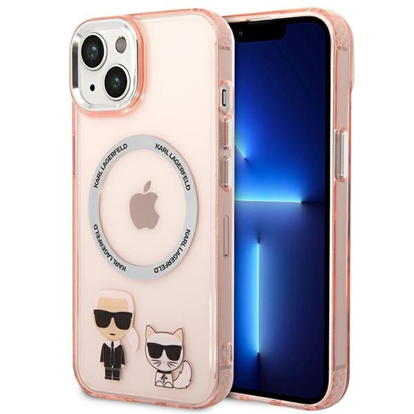 Karl Lagerfeld KLHMP14SHKCP iPhone 14 6.1" hardcase pink/pink Karl & Choupette Aluminum MagSafe