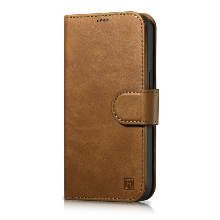 iCarer Oil Wax Wallet Case 2v1 pouzdro iPhone 14 Plus Leather Flip Cover Anti-RFID brown (WMI14220723-TN)