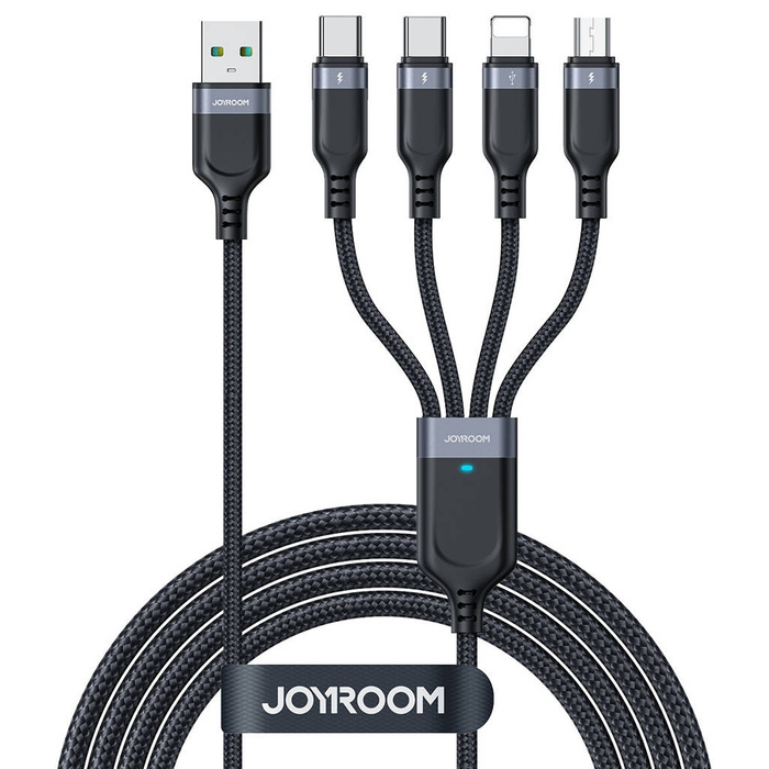 USB-Kabel 4in1 USB-A - 2 x USB-C / Lightning / Micro zum Laden und Datenübertragung 1,2m Joyroom S-1T4018A18 - schwarz