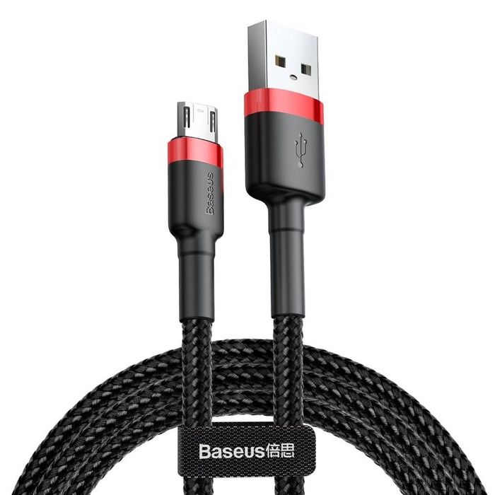 [RETURNED ITEM] Baseus Cafule Cable Durable Nylon Braided Wire USB / micro USB QC3.0 1.5A 2M black-red (CAMKLF-C91)