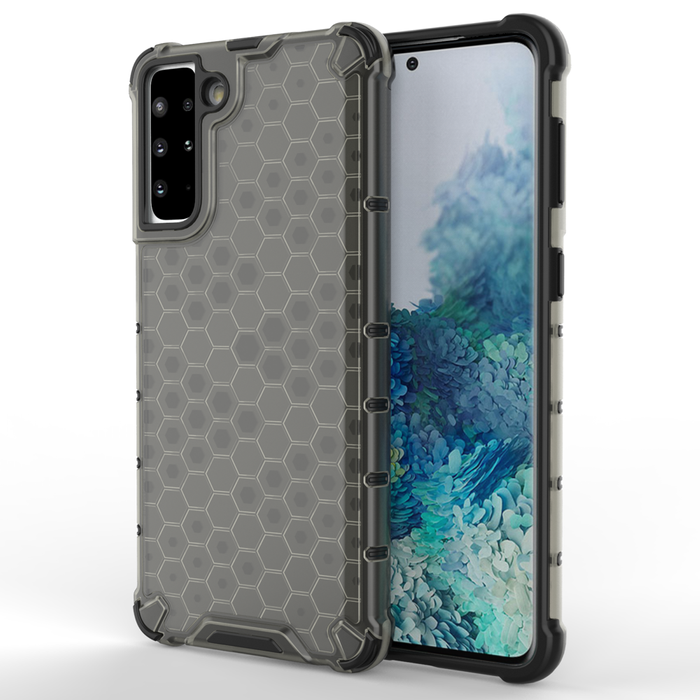 Honeycomb Handyhülle Schutzhülle mit TPU Rahmen für Samsung Galaxy S21+ 5G (S21 Plus 5G) schwarz