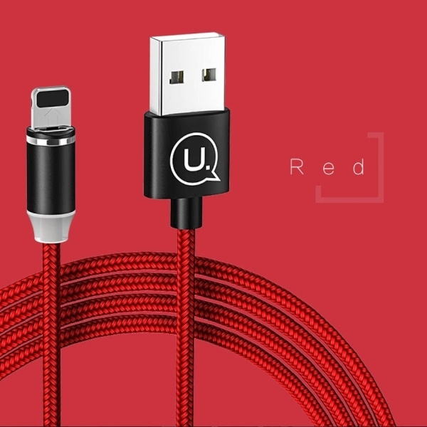 Magnetic Braided Cable USAMS Lightning U-Sure 2.1A 1m Red