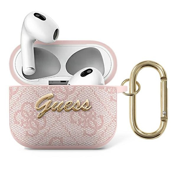 Guess GUA34GSMP kryt AirPods 3 růžový / růžový 4G Script Metal Collection