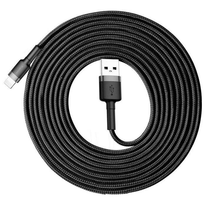 Baseus Cafule Cable odolný nylonový kabel USB / Lightning QC3.0 2A 3M černo-šedý (CALKLF-RG1)