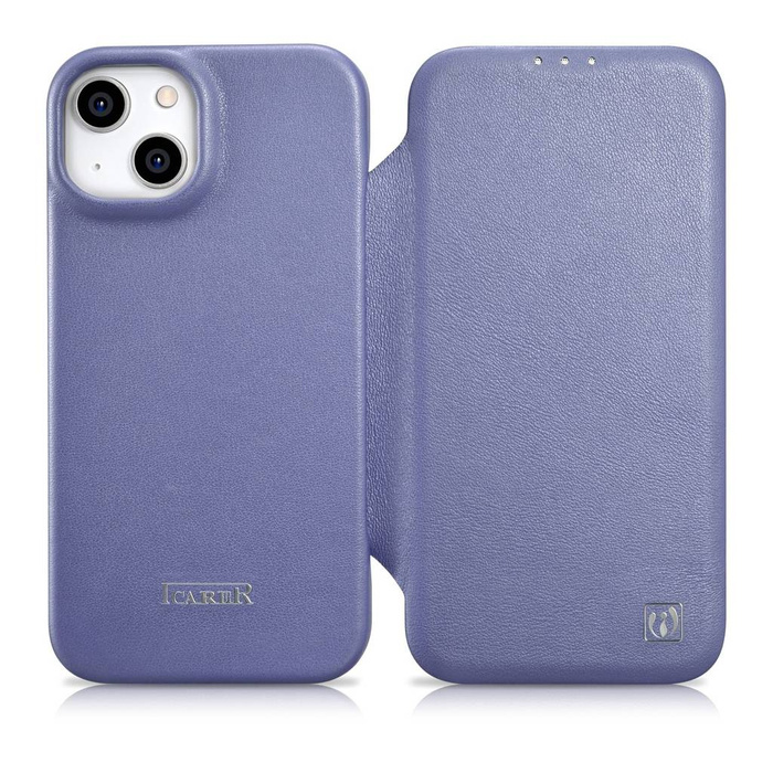 iCarer CE Premium Leather Folio Case iPhone 14 Flip Magnetic MagSafe Light Purple (WMI14220713-LP)