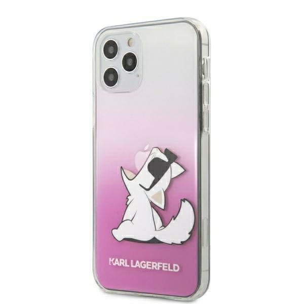 Pouzdro KARL LAGERFELD Apple iPhone 12 Pro Max 6.7 Choupette Fun KLHCP12LCFNRCPI Růžové pevné pouzdro