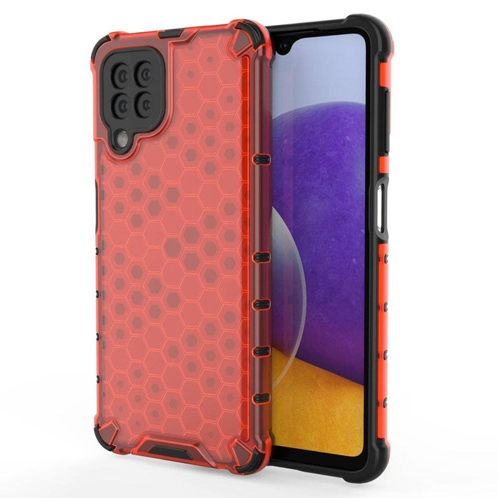 Honeycomb coque housse blindée avec cadre en gel Samsung Galaxy A22 4G rouge