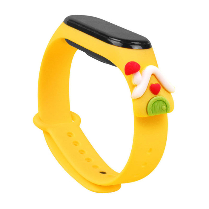 Correa Muñequera de Navidad para Xiaomi Mi Band 4 / Mi Band 3 Pulsera de Correa de Silicona de Navidad Amarilla (casa)