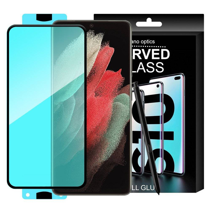 3D Edge Nano Flexi Glass Glass Folie Celoobrazovkové tvrzené sklo s rámečkem pro Samsung Galaxy S21 Ultra 5G Transparent