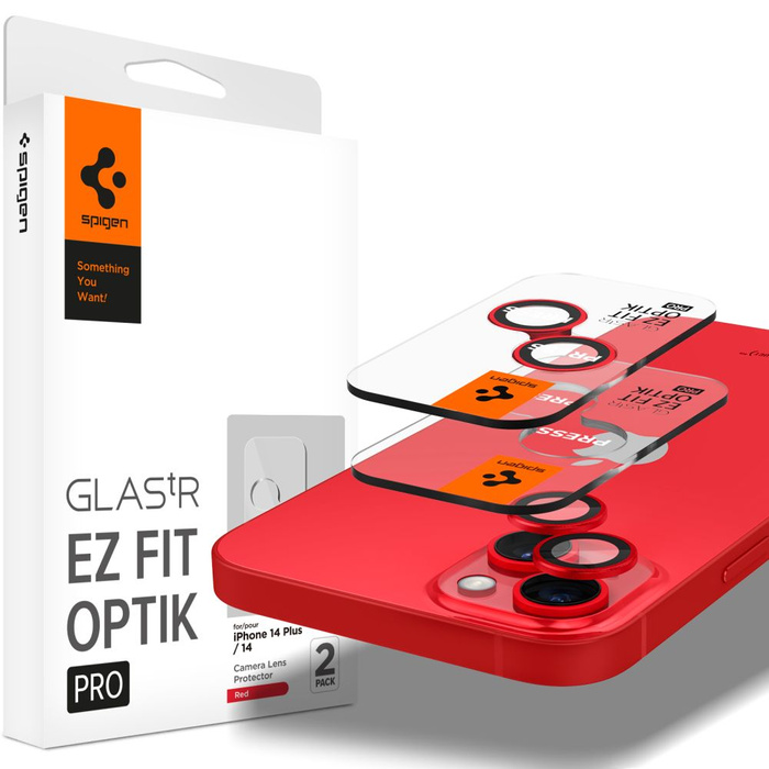 KAMERASCHUTZ Spigen OPTIK.TR "EZ FIT" KAMERASCHUTZ 2ER-PACK IPhone 14 / 14 PLUS ROT