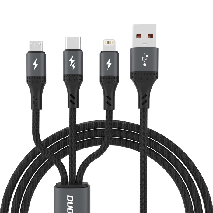 Dudao L3E 3 in 1 60W MicroUSB USB-C Lightning Cable 1.2m - Black