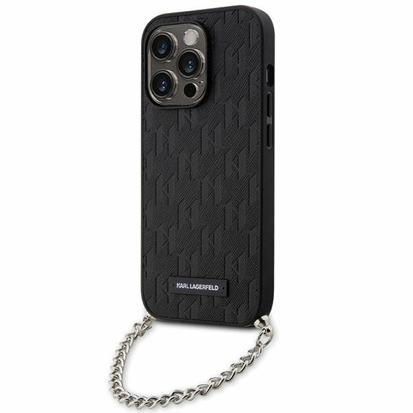 Case Karl Lagerfeld KLHCP14LSACKLHPK iPhone 14 Pro 6.1" black/black hardcase Saffiano Monogram Chain Case