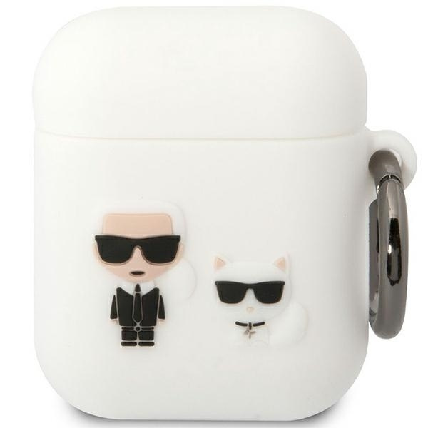 Karl Lagerfeld KLACA2SILKCW AirPods 1/2 housse blanc/blanc Silicone Karl &amp; Choupette