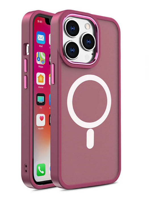 Coque Magnétique Couleur Mate pour iPhone 15 Pro - Bordeaux