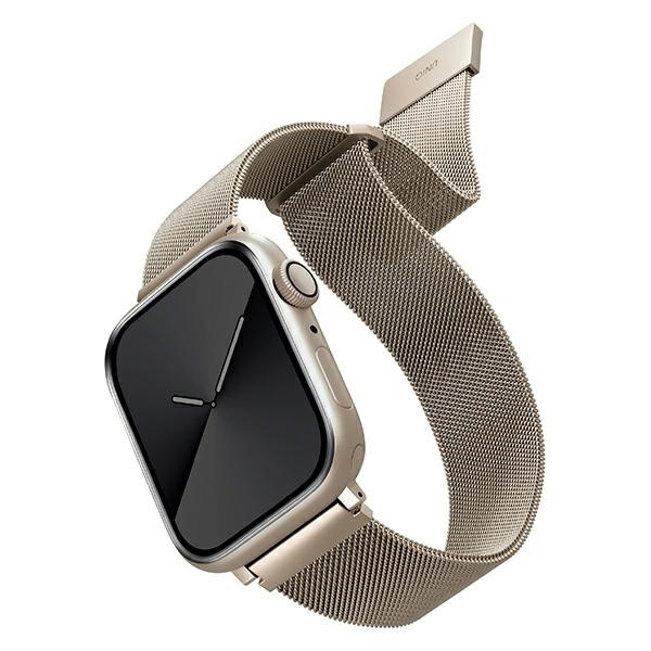 UNIQ bracelet Dante Apple Watch Série 4/5/6/7/SE 42/44/45mm. Starlight en acier inoxydable